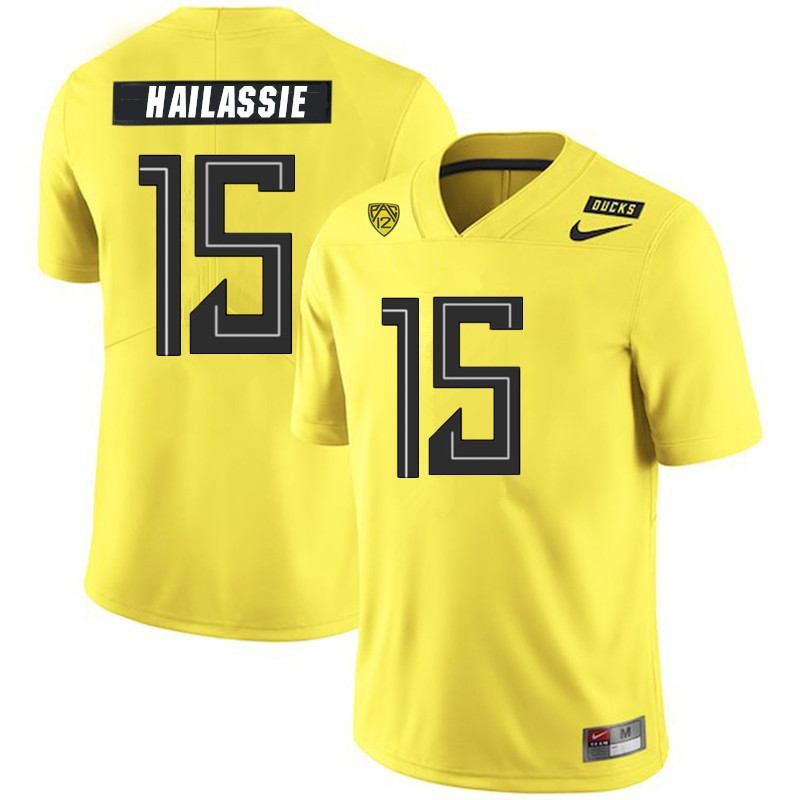 2019 Men #15 Kahlef Hailassie Oregon Ducks College Football Jerseys Sale-Yellow